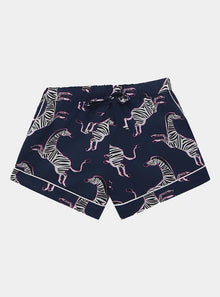  Pink Zebra on Navy Organic Cotton Pyjama Short Myza