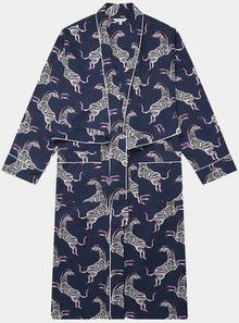  Pink Zebra on Navy Organic Cotton Robe Myza