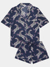 Pink Zebra on Navy Women's Short Sleeve Organic Cotton Pyjama Short Set Myza