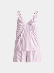  Pink & White Pyjama Vest Top Set With Matching Overnight Pouch Paisie