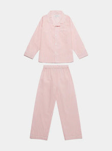  Pink & White Stripe Kid's Organic Cotton Pyjama Trouser Set Myza