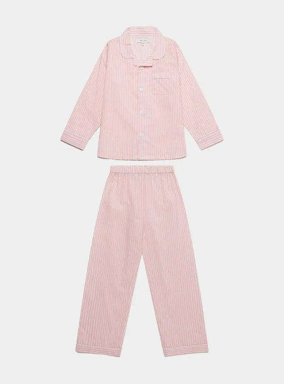 Pink & White Stripe Kid's Organic Cotton Pyjama Trouser Set Myza