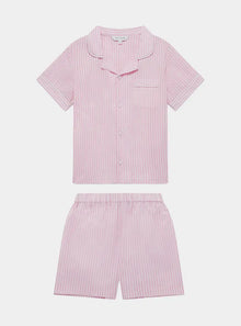  Pink & White Stripe Kids' Organic Cotton Pyjama Short Set Myza