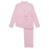 Pink & White Stripe Women's Long Sleeve Organic Cotton Pyjama Trouser Set Myza