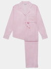 Pink & White Stripe Women's Long Sleeve Organic Cotton Pyjama Trouser Set Myza