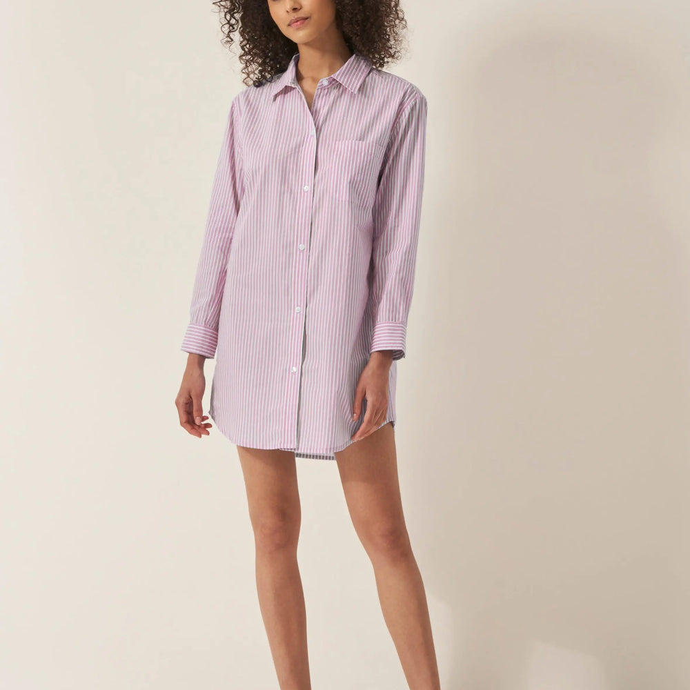 Pink & White Stripe Women's Organic Cotton Nightshirt Myza