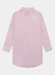  Pink & White Stripe Women's Organic Cotton Nightshirt Myza