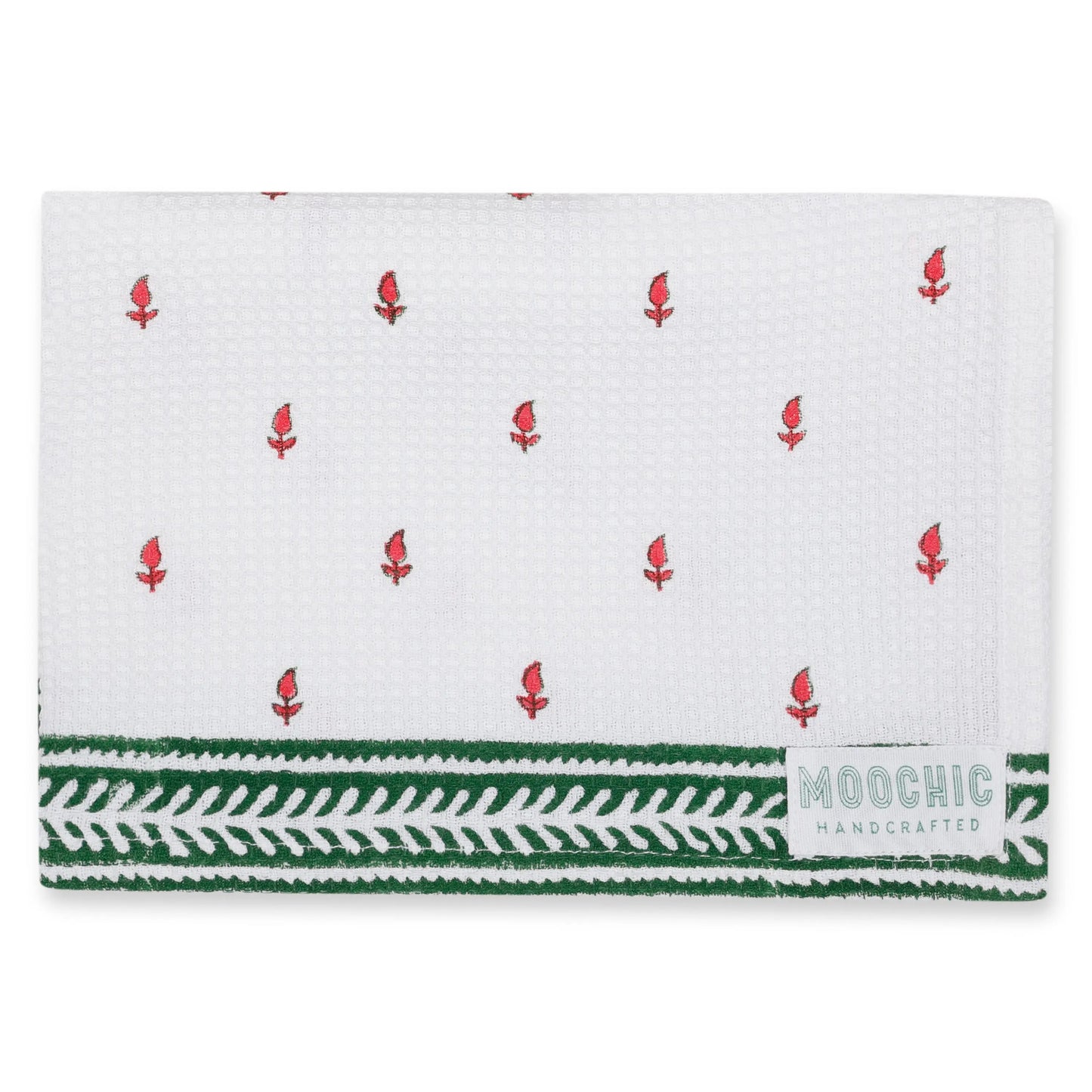 Pink and Green Booti Tea Towel Moochic