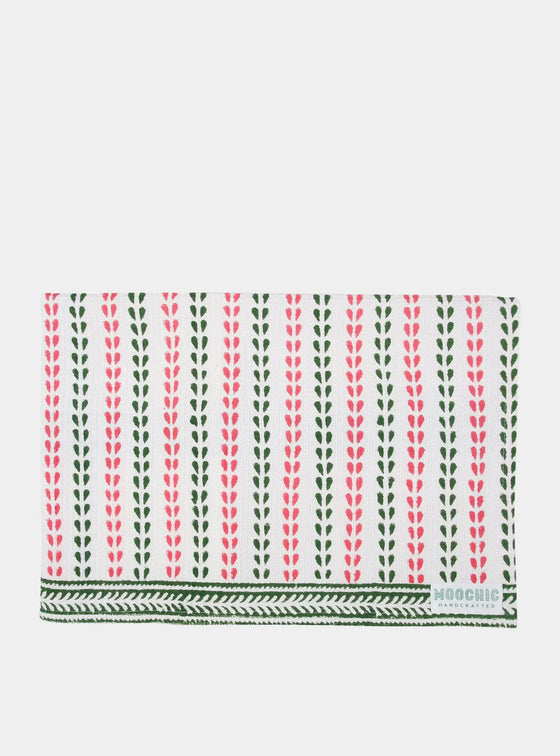 Pink and Green Leaf Tea Towel Moochic