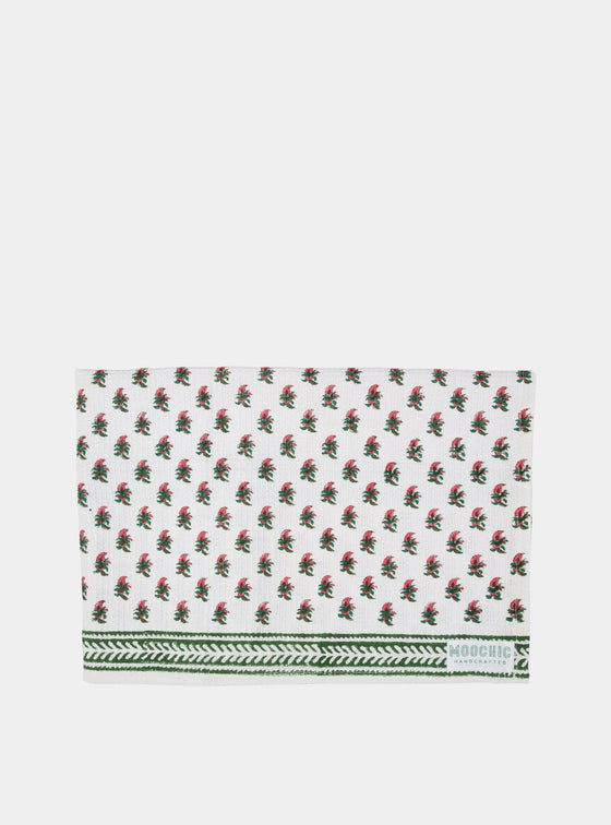 Pink and Green Small Flower Tea Towel Moochic