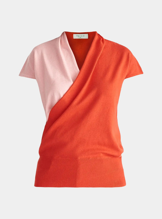 Pink and Red Cap Sleeve Wrap Top Paisie