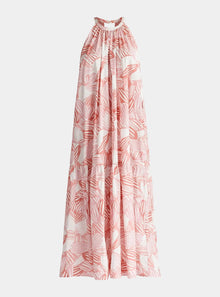  Pink and White Halterneck Maxi Dress Paisie