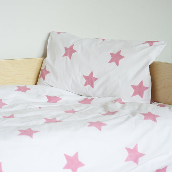 Pastel Pink Star Toddler Cot Bed Duvet Set