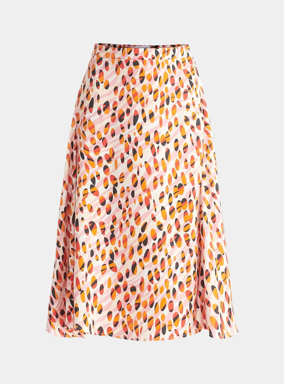 Pink, Orange, Red and Black Asymmetric Hem Skirt Paisie