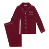 Piped Edge Bamboo Pyjama Set in Burgundy Made Wright London