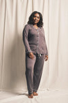 Piped Edge Bamboo Pyjama Set in Charcoal Grey Made Wright London