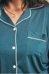 Piped Edge Bamboo Pyjama Set in Emerald Made Wright London