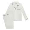 Piped Edge Bamboo Pyjama Set in White Made Wright London