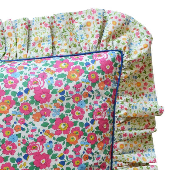 Piped Ruffle Cushion Made With Liberty Fabric BETSY DEEP PINK & LITTLE MIRABELLE Coco & Wolf