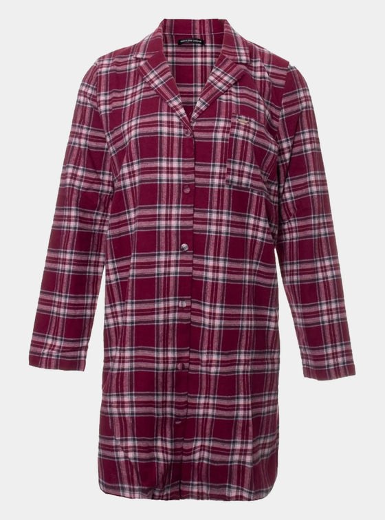 Plaid Nightshirt in Bordeaux Pretty You London