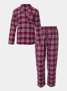  Plaid Pyjama Set in Bordeaux Pretty You London