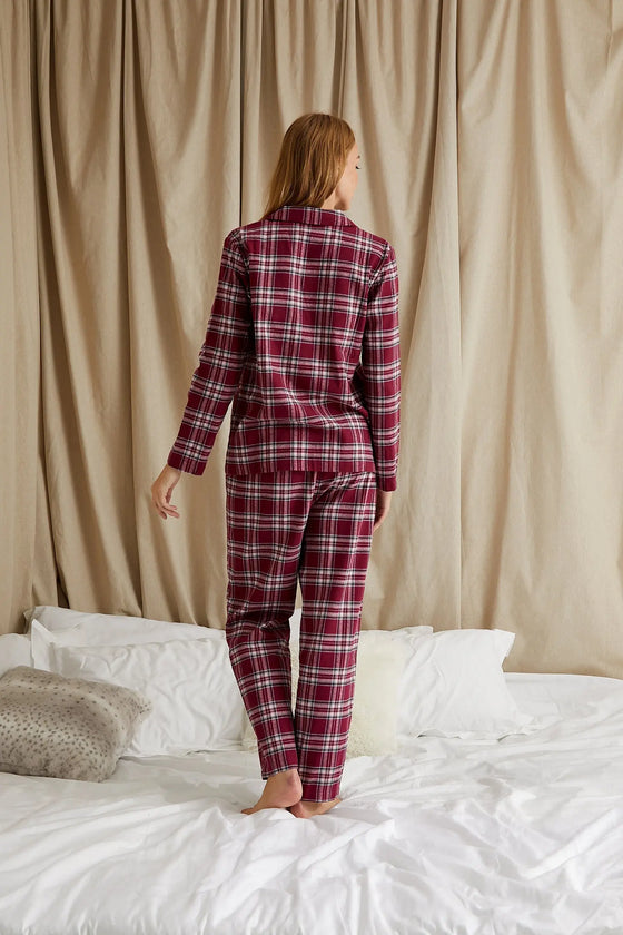 Plaid Pyjama Set in Bordeaux Pretty You London