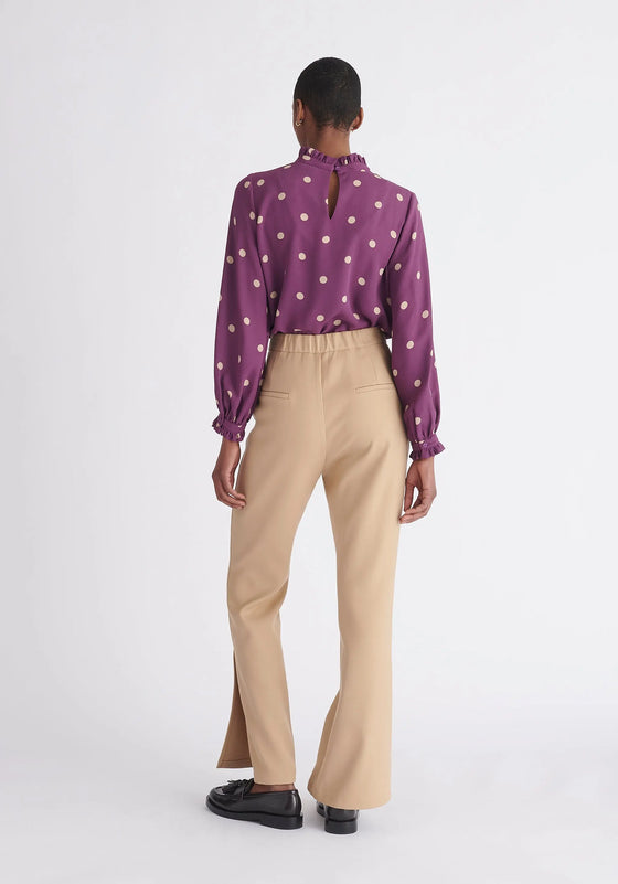 Pleated Collar Polka Dot Blouse Paisie