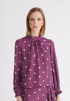 Pleated Collar Polka Dot Blouse Paisie