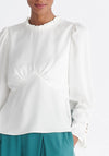 Pleated Collar Satin Blouse Paisie