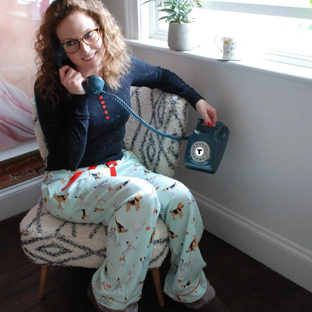 Poppy Dog Print Pyjama Trousers Tessie Clothing