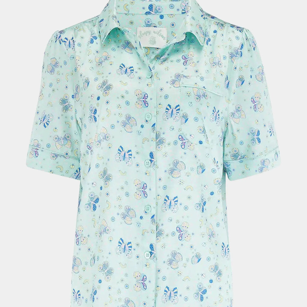 Poppy Glacier Butterfly Silk Blouse Sleepy Wilson