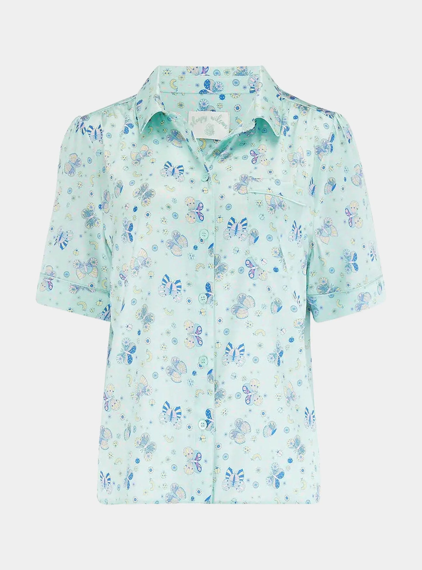 Poppy Glacier Butterfly Silk Blouse Sleepy Wilson