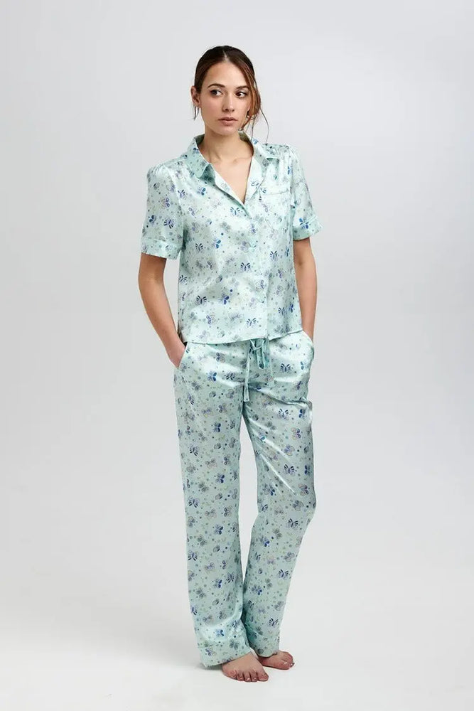 Poppy Glacier Butterfly Silk Trouser Sleepy Wilson