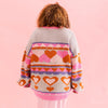 Poppy Heart Intarsia Balloon Sleeve Oversized Jumper - Blue Cara & The Sky