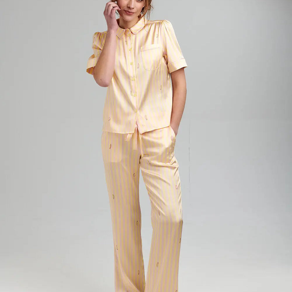 Poppy Lemonade Stripe Silk Trouser Sleepy Wilson