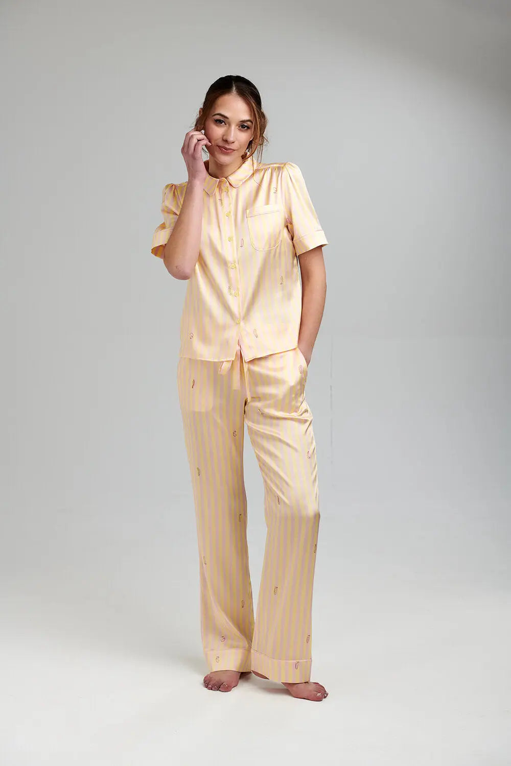 Poppy Lemonade Stripe Silk Trouser Sleepy Wilson