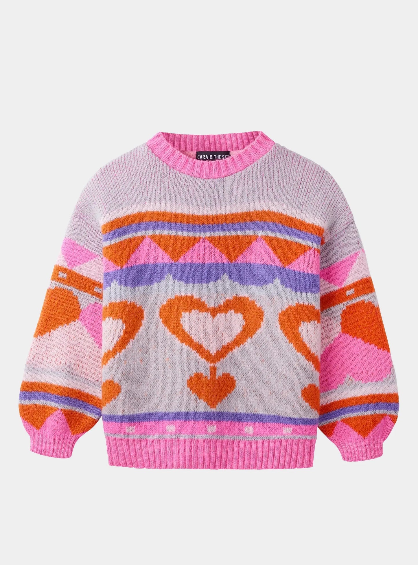 Poppy Mini Me Heart Intarsia Kids Knitted Jumper - Blue Cara & The Sky