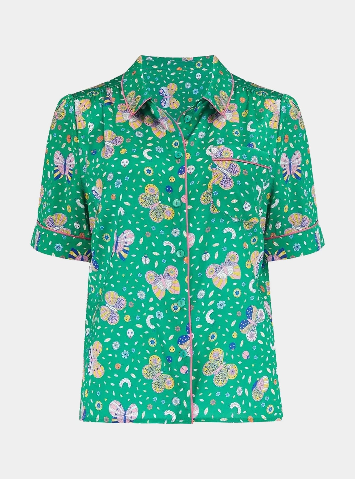 Poppy Rainforest Butterfly Silk Blouse Sleepy Wilson