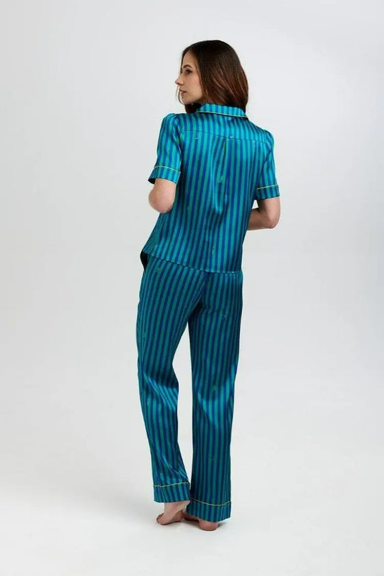 Poppy Rainforest Stripe Silk Trouser Sleepy Wilson