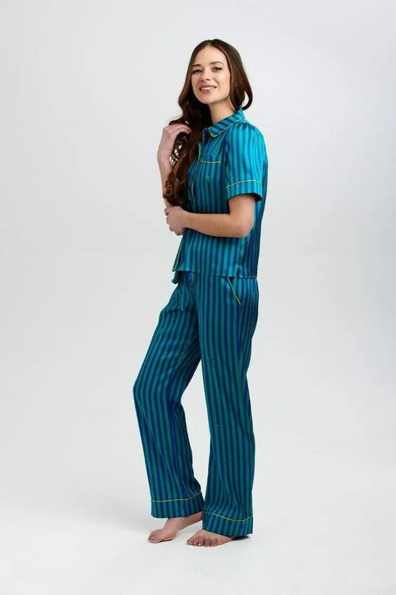 Poppy Rainforest Stripe Silk Trouser Sleepy Wilson