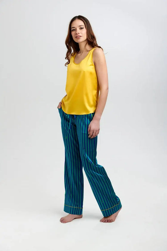 Poppy Rainforest Stripe Silk Trouser Sleepy Wilson