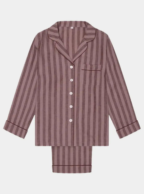 Port & Woodrose Striped Linen & Tencel Women's PJ Trouser Set Piglet