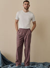 Port & Woodrose Striped Tencel Linen Blend Men's Pyjama Trouser Piglet