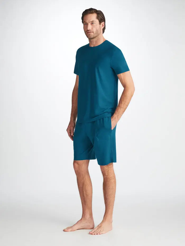 Poseidon Blue Basel Micro Modal Stretch Men's Lounge Shorts Derek Rose