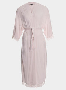  Bamboo Lace Kimono Robe in Powder Puff Pretty You London