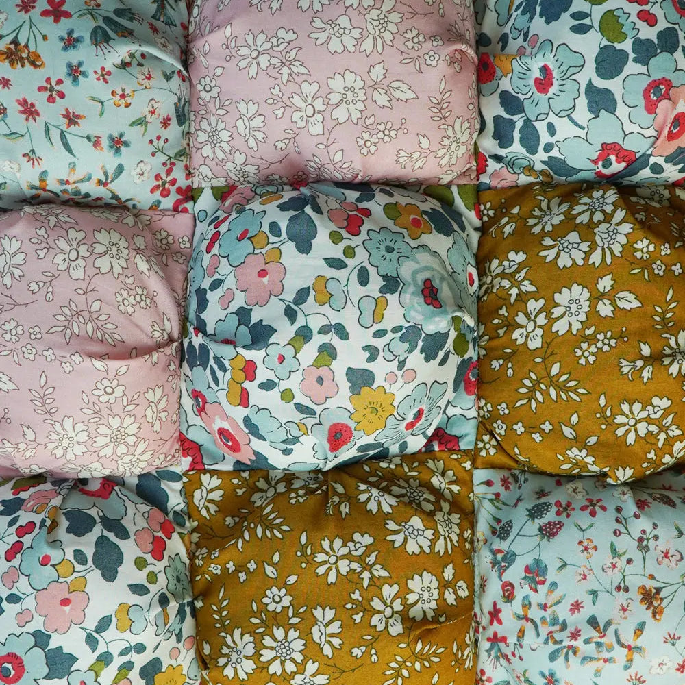 Puff Patchwork Cushion Made With Liberty Fabric BETSY GREY Coco & Wolf