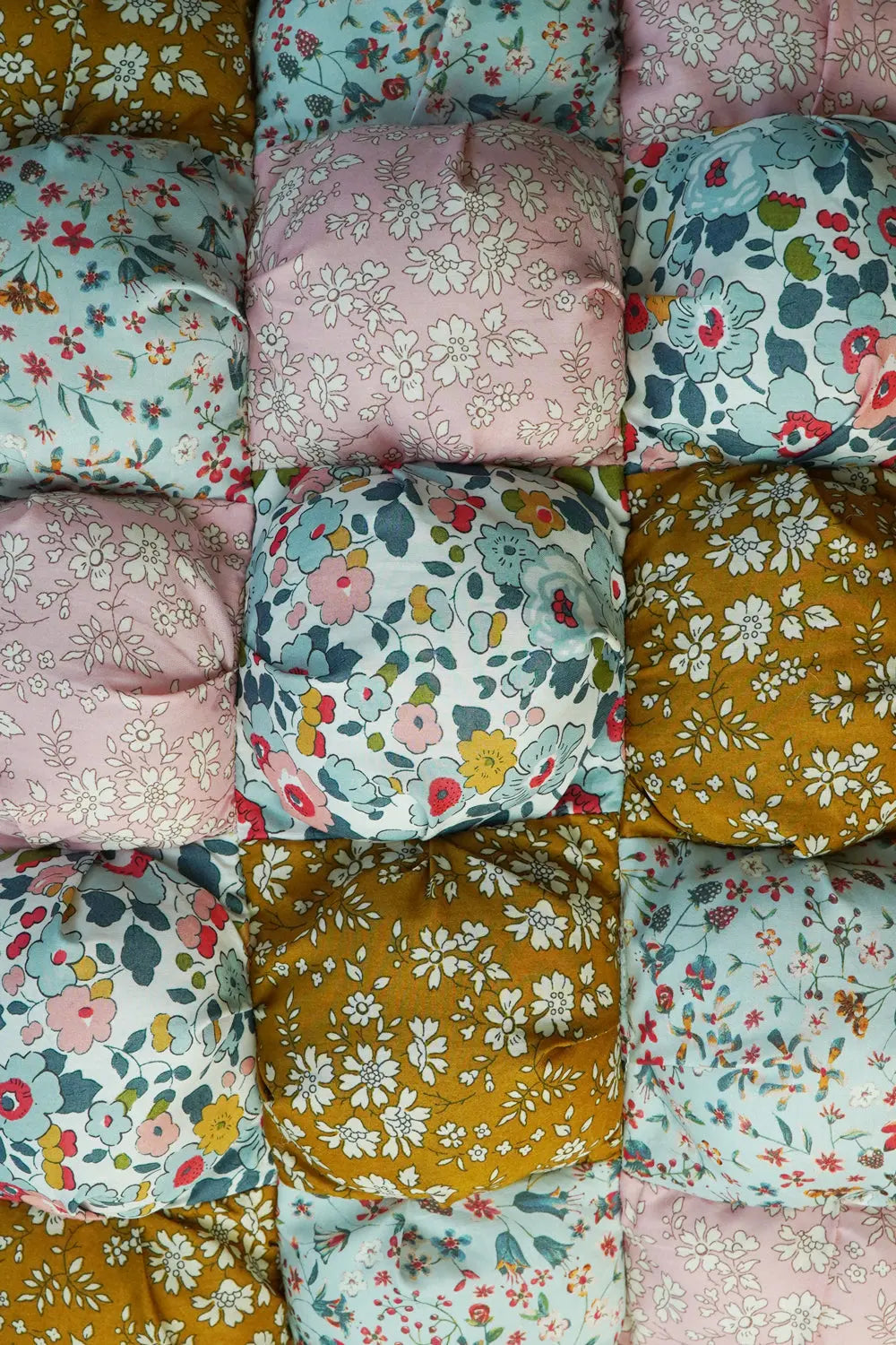 Puff Patchwork Cushion Made With Liberty Fabric BETSY GREY Coco & Wolf