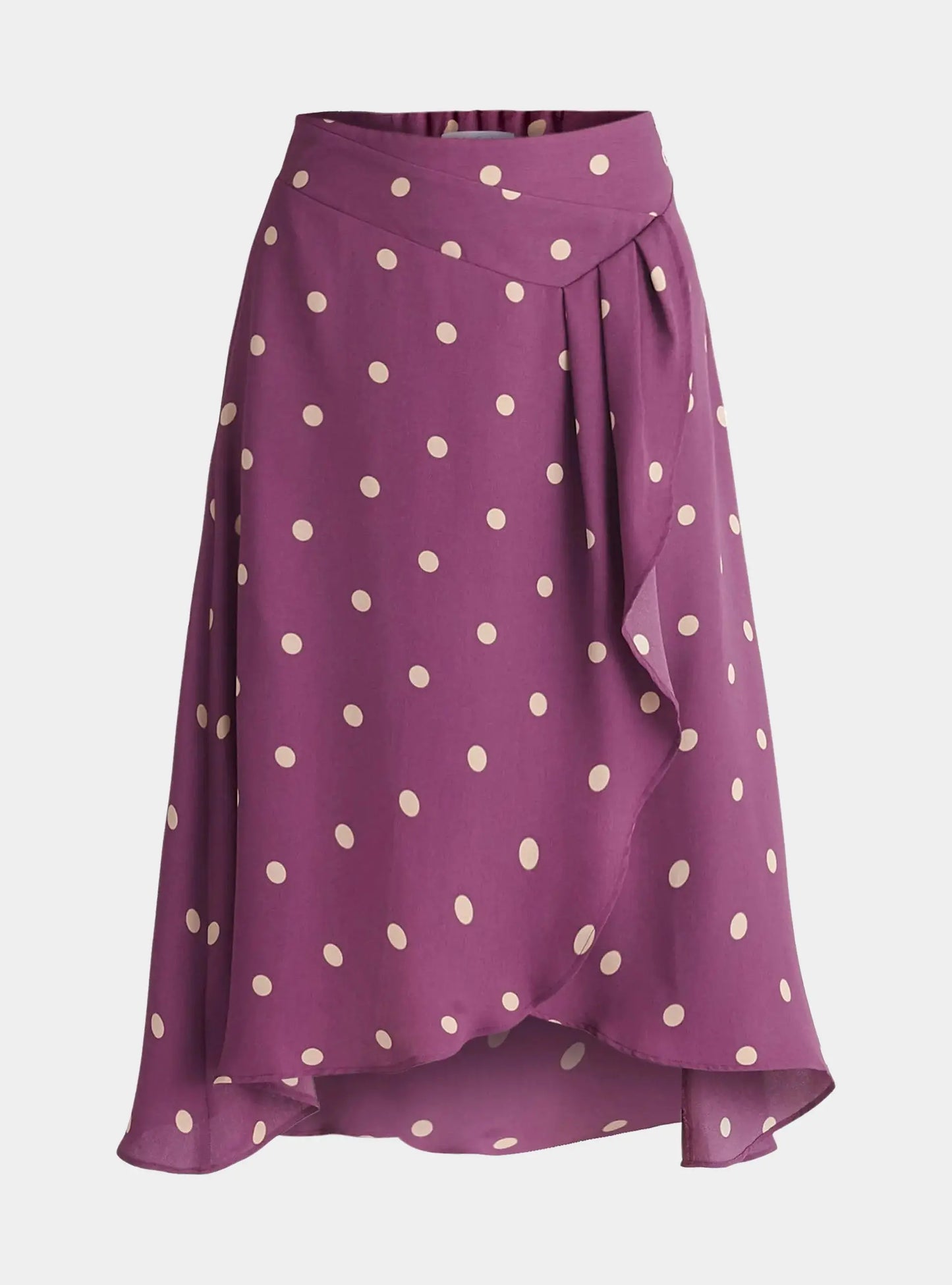 Purple and Cream Asymmetric Polka Dot Skirt Paisie