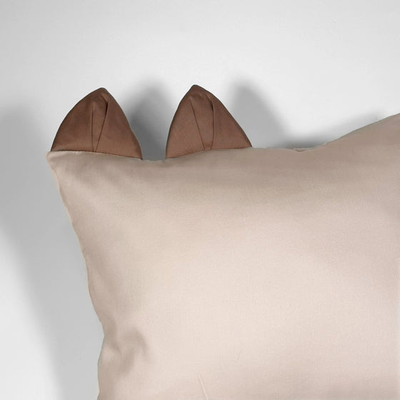 Purrfect Paws Beige Cat Mini Cotton Pillowcase Snooozeworld