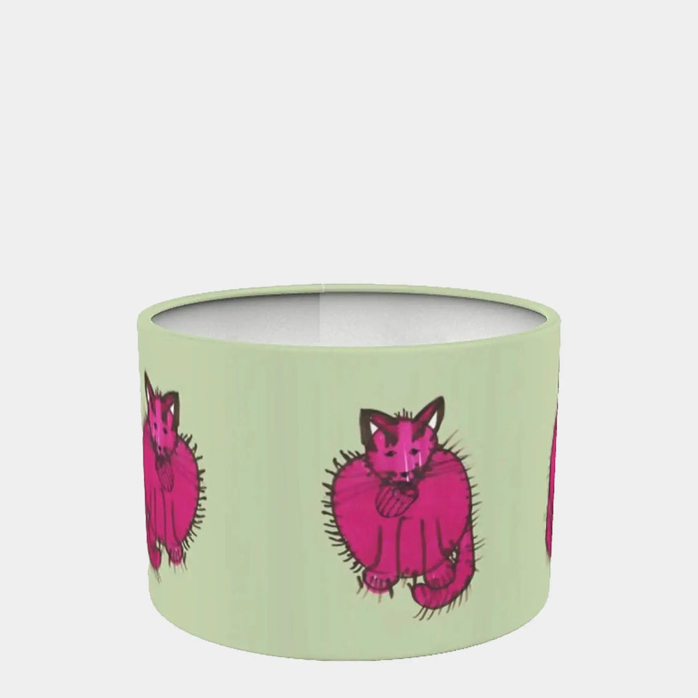 Purry the Burry Pink on Green 30cm Lampshade Long Studio Design